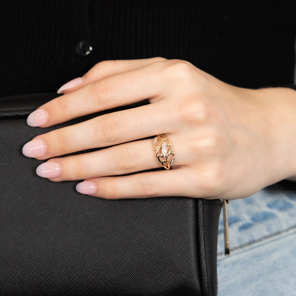 9ct Yellow Gold Diamond Ring with 5 Brilliant Cut Diamonds