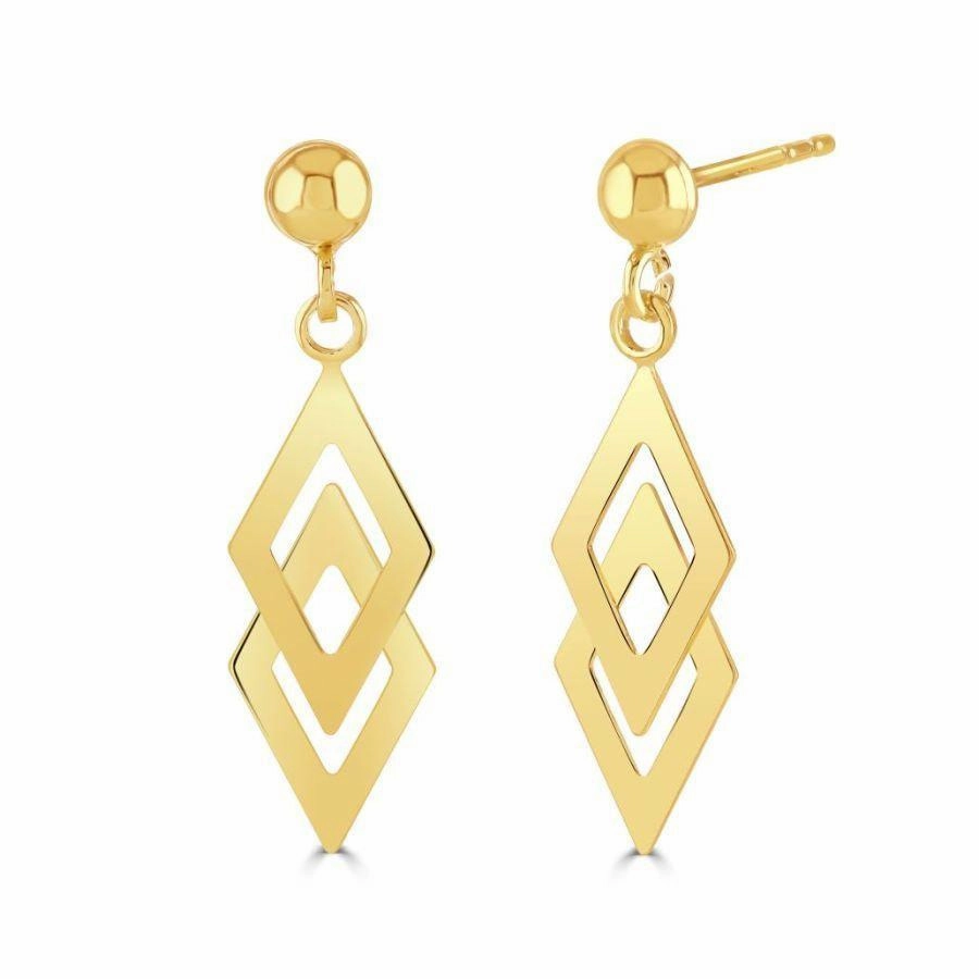 9ct Yellow Gold Double Kite Drop Earrings