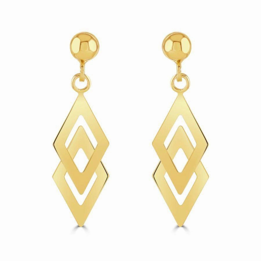 9ct Yellow Gold Double Kite Drop Earrings