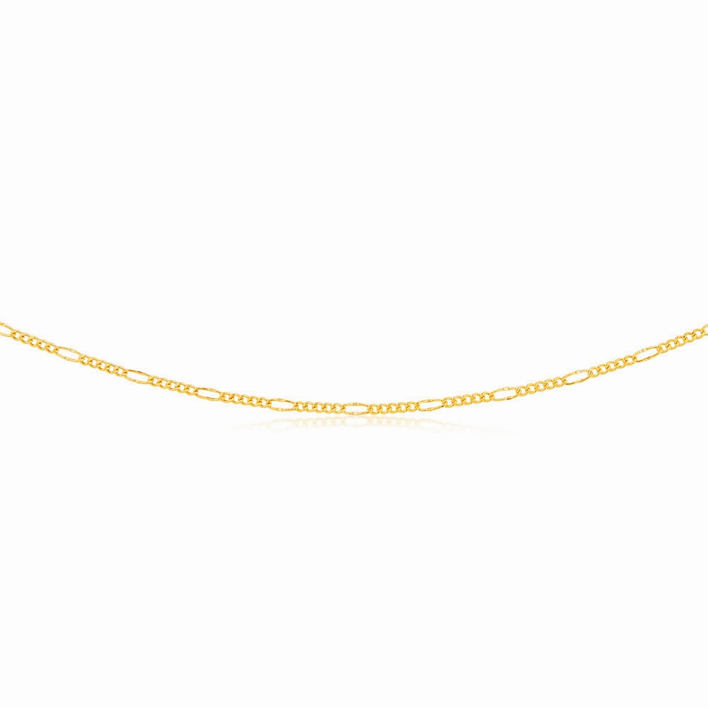 9ct Yellow Gold Fancy Figaro 45cm Chain
