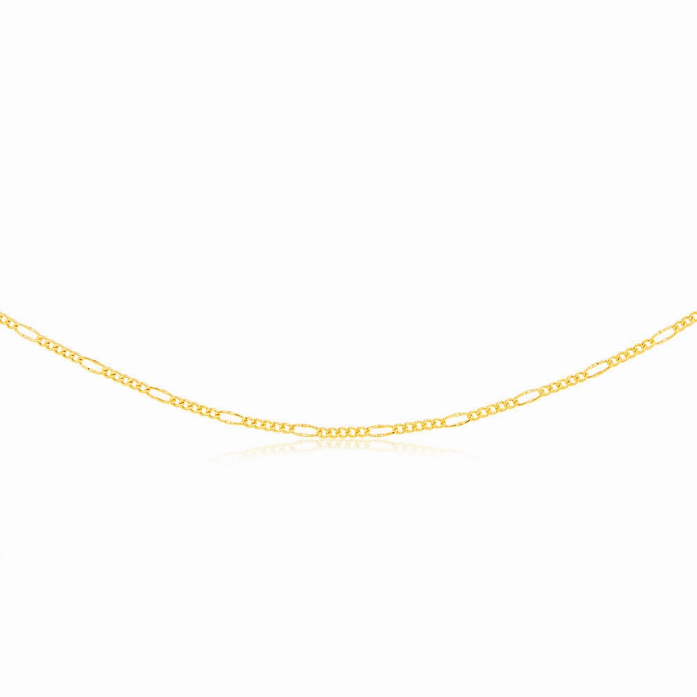 9ct Yellow Gold Fancy Figaro 45cm Chain