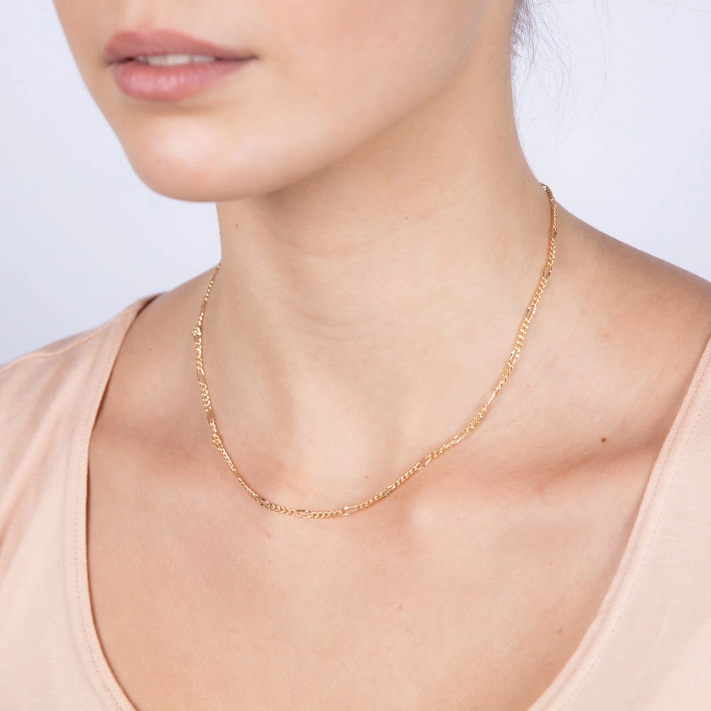 9ct Yellow Gold Fancy Figaro 45cm Chain