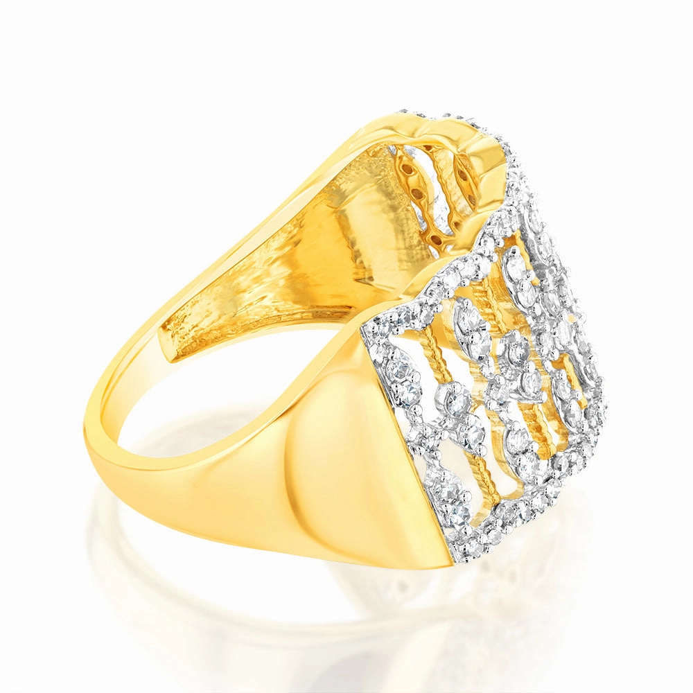9ct Yellow Gold Fancy Ring in 0.40 Carat Natural Diamonds