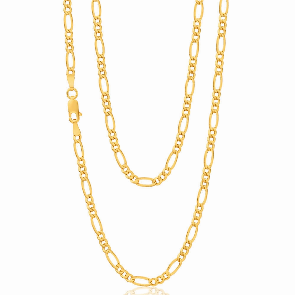 9ct Yellow Gold Figaro 1:3 80 Gauge 55cm Chain