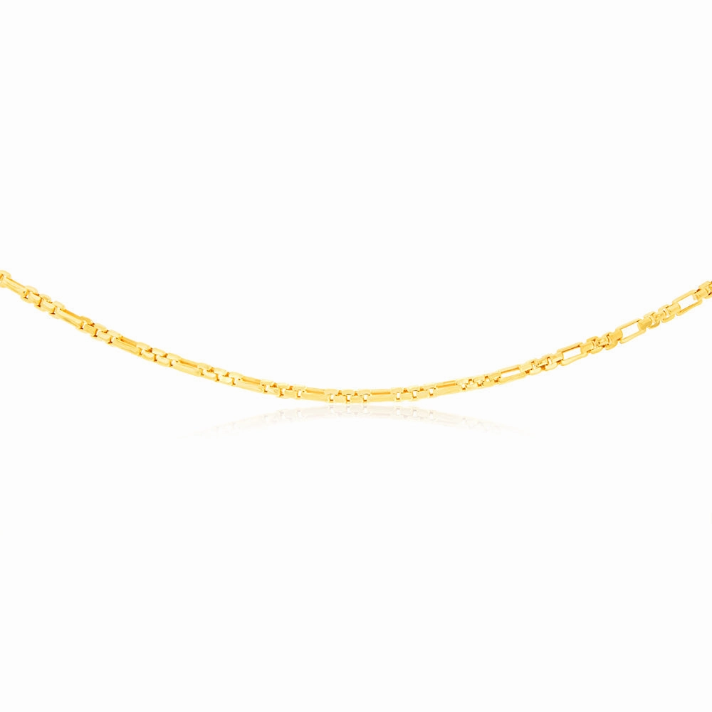 9ct Yellow Gold Figaro Round Box 45cm Chain