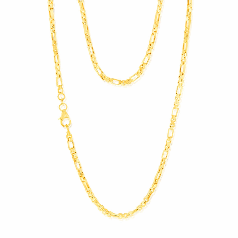 9ct Yellow Gold Figaro Round Box 45cm Chain