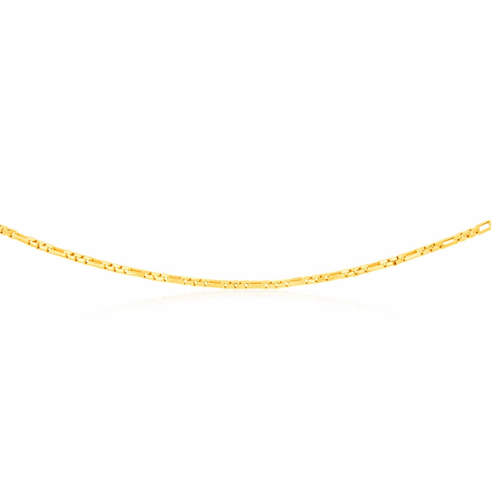9ct Yellow Gold Figaro Round Box 45cm Chain