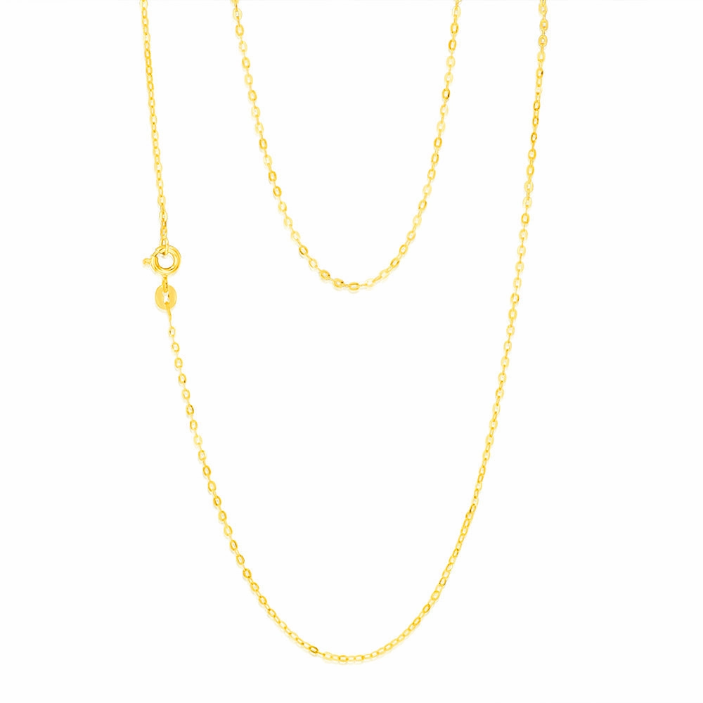 9ct Yellow Gold Fine Trace 35 Gauge 50cm Chain