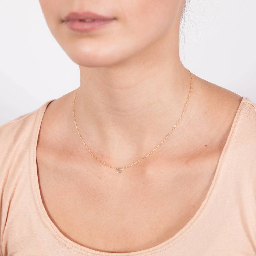 9ct Yellow Gold Initial "S" Pendant On Chain
