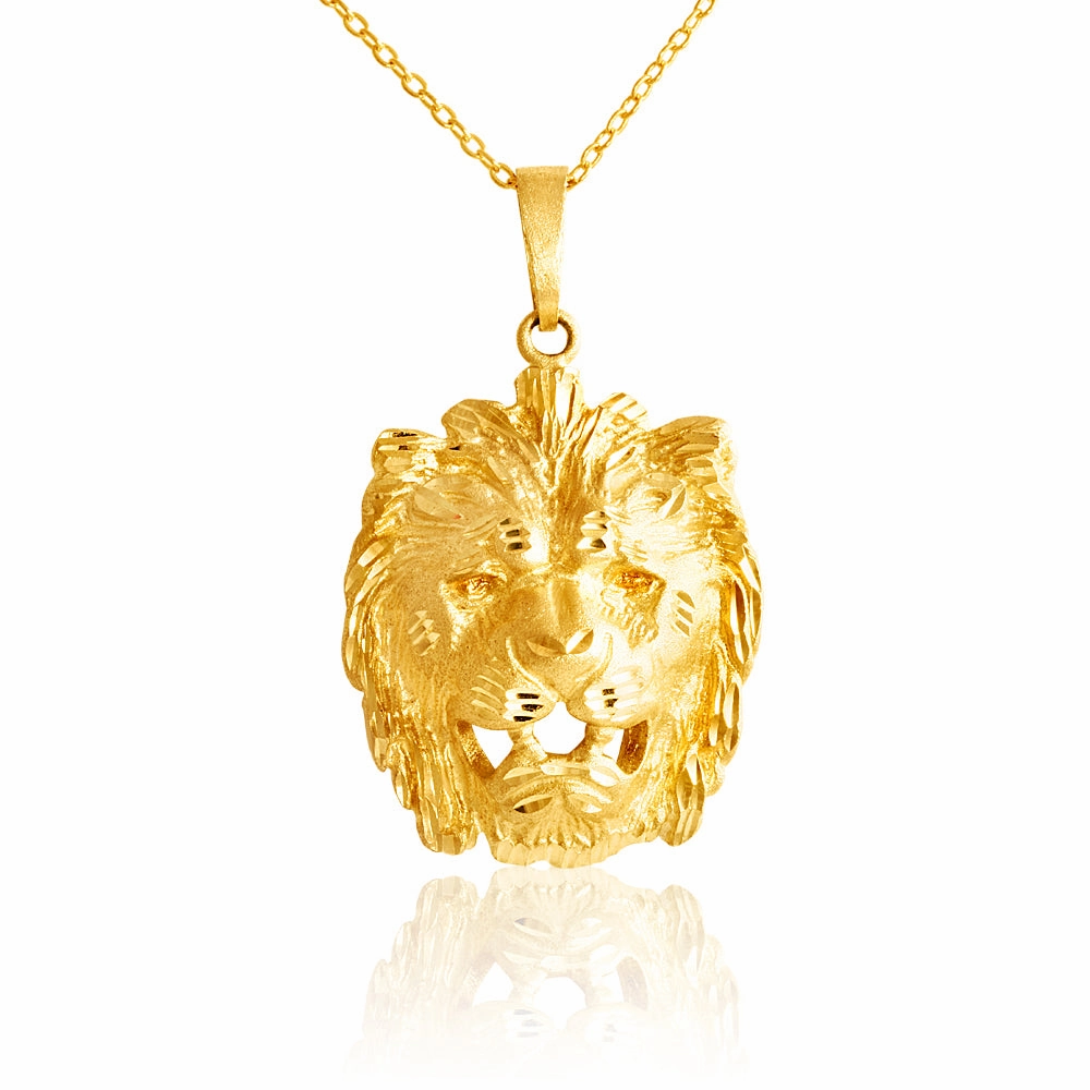 9ct Yellow Gold Lion Head Pendant