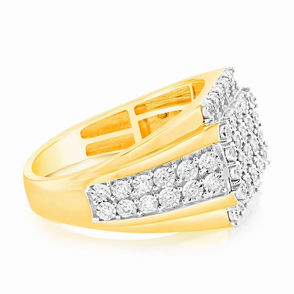 9ct Yellow Gold Luminesce Lab Grown Cluster Diamond Ring