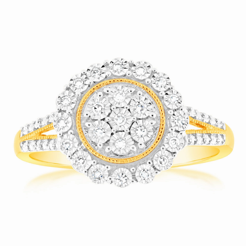 9ct Yellow Gold Luminesce Lab Grown Cluster Diamond Ring