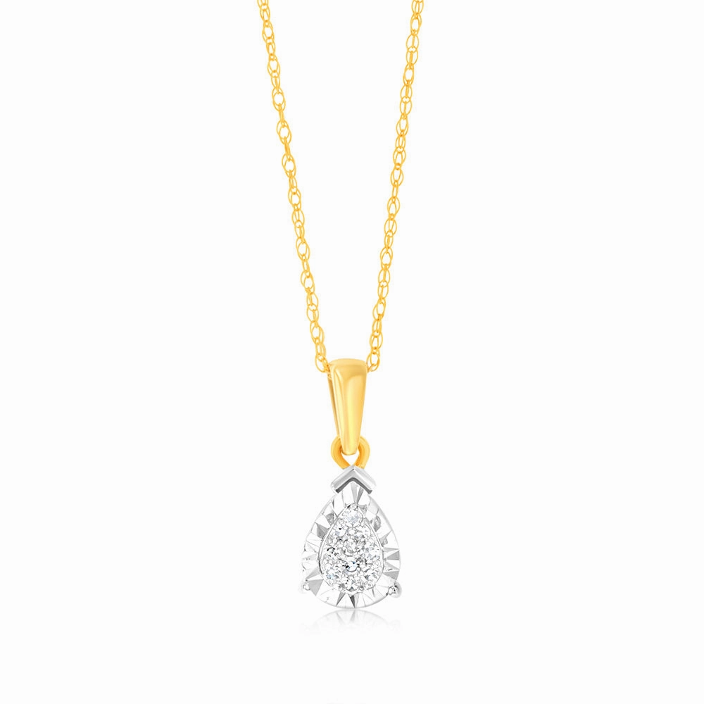 9ct Yellow Gold Luminesce Lab Grown Pear Shape Pendant