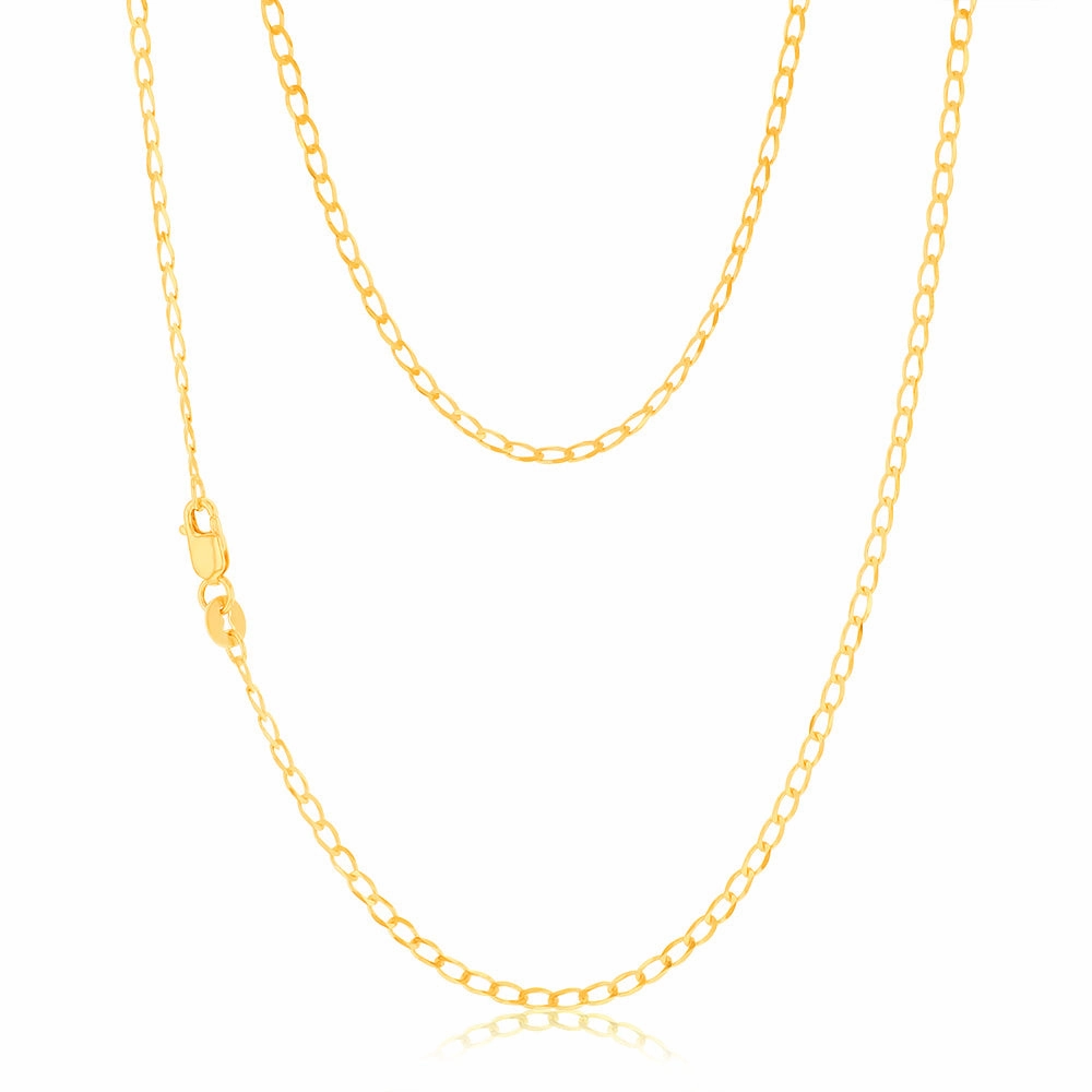 9ct Yellow Gold Open Curb 45cm Chain
