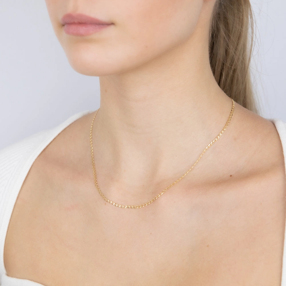 9ct Yellow Gold Open Curb 45cm Chain