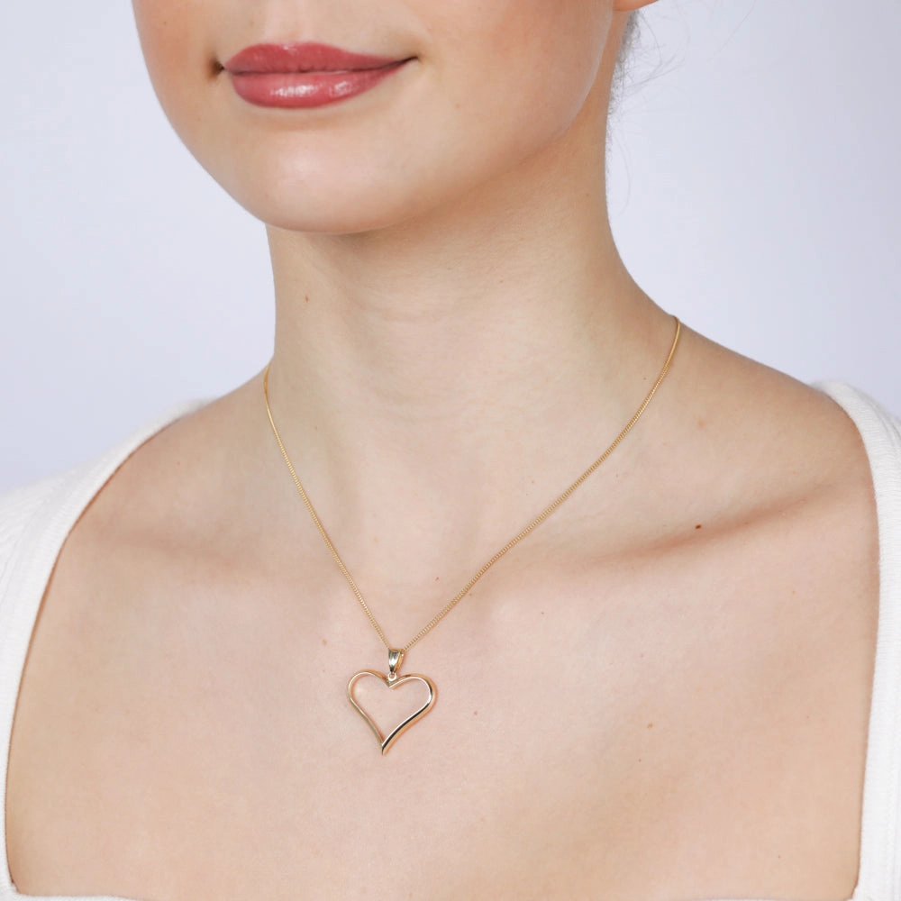 9ct Yellow Gold Open Heart Pendant
