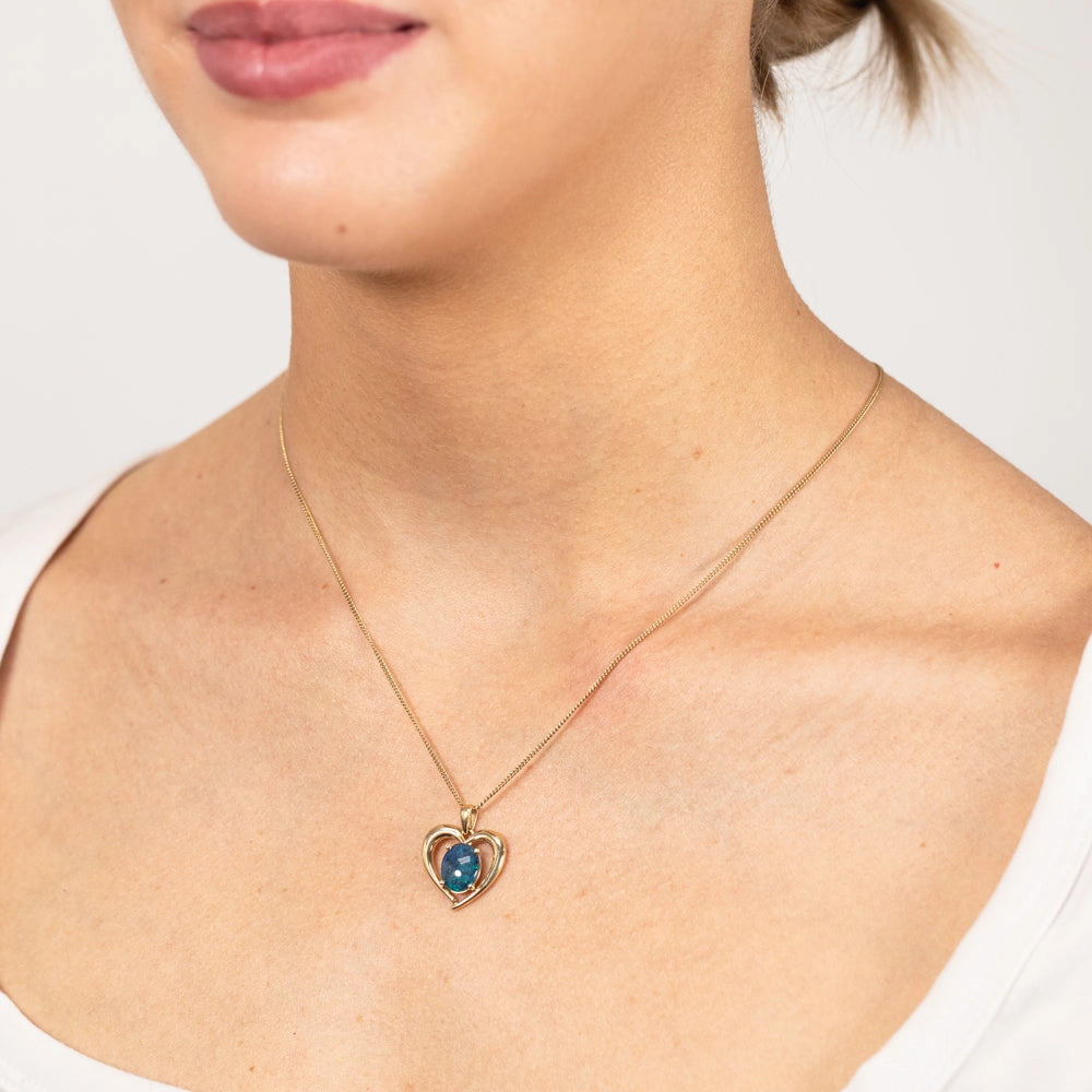 9ct Yellow Gold Oval Triplet Opal Heart Pendant