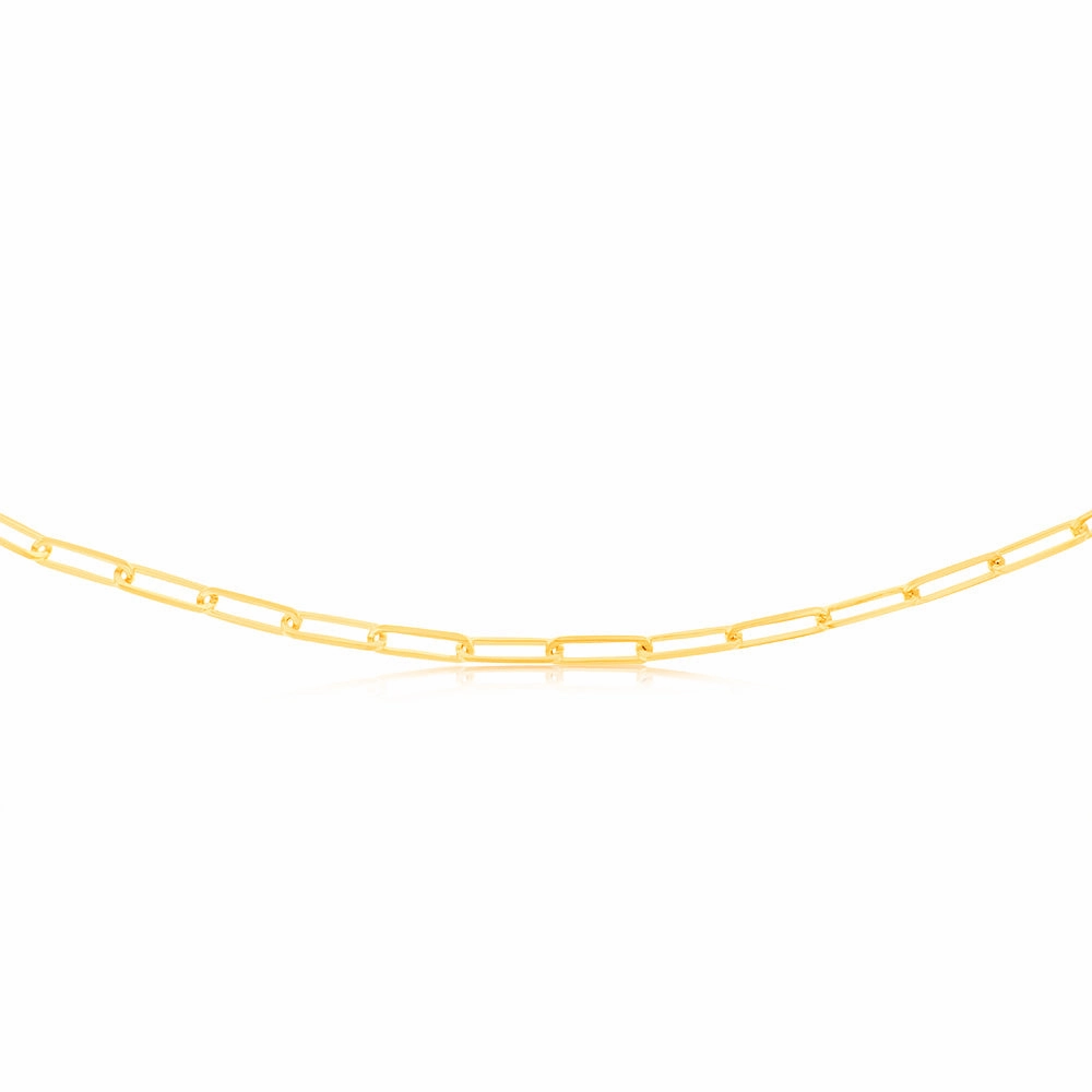 9ct Yellow Gold Paperclip 45cm Chain