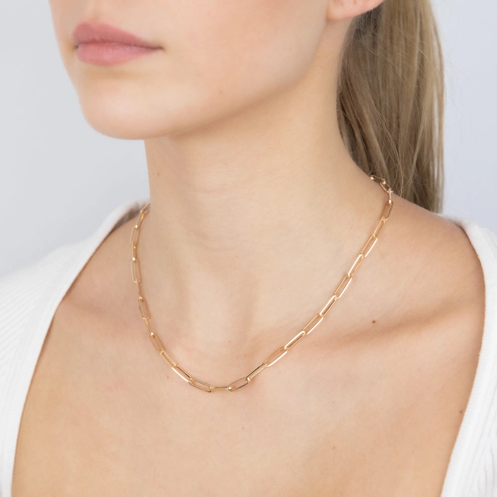 9ct Yellow Gold Paperclip 45cm Chain