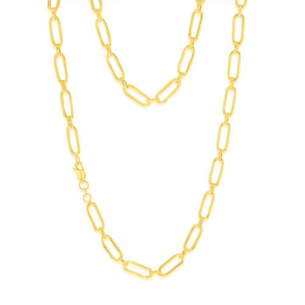 9ct Yellow Gold Paperclip 45cm Chain