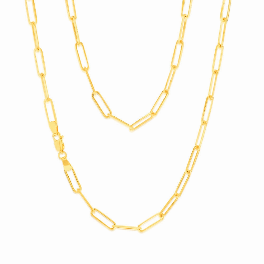 9ct Yellow Gold Paperclip 45cm Chain