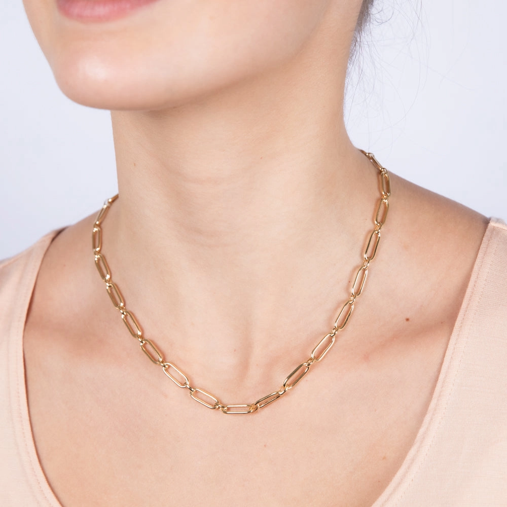 9ct Yellow Gold Paperclip 45cm Chain