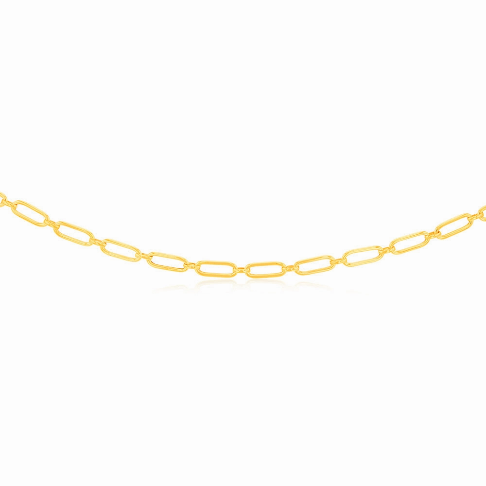 9ct Yellow Gold Paperclip 45cm Chain