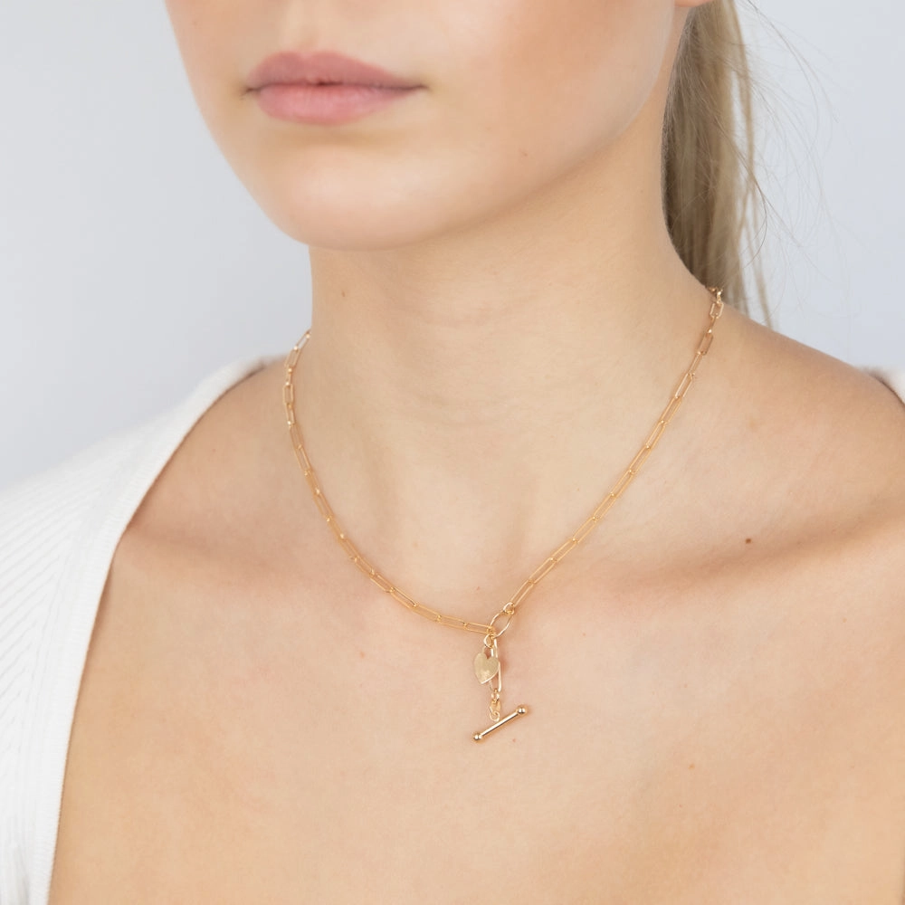 9ct Yellow Gold Paperclip Toggle Bar 43cm Chain