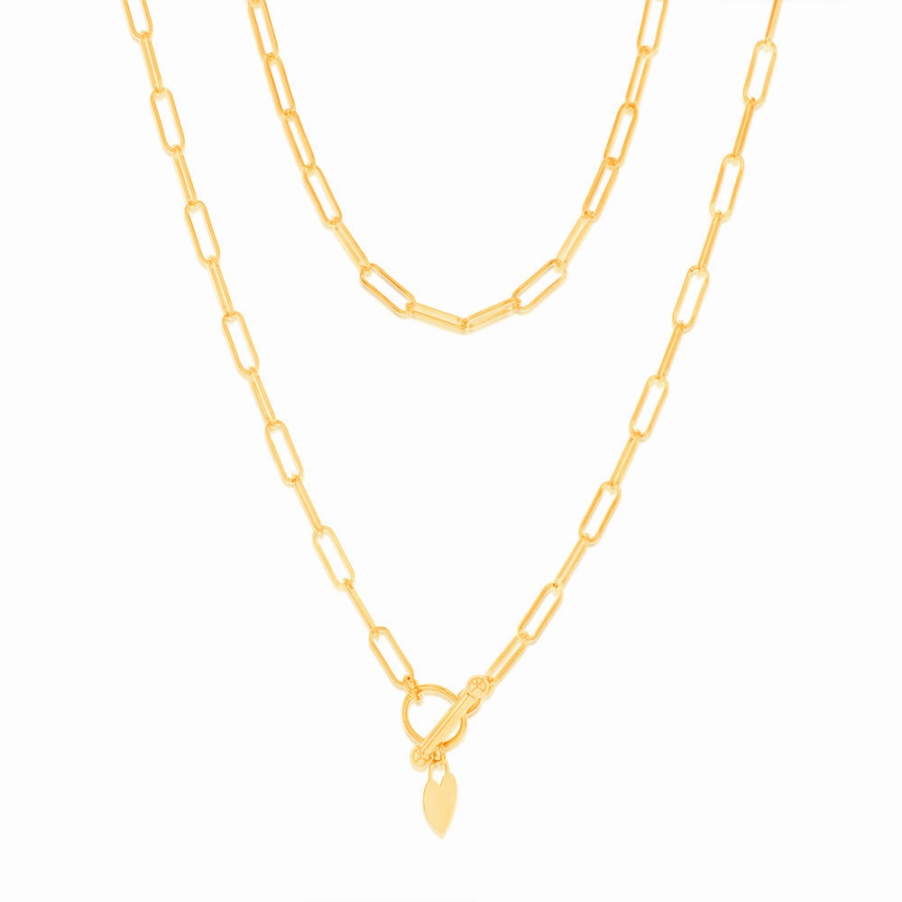 9ct Yellow Gold Paperclip Toggle Bar 43cm Chain