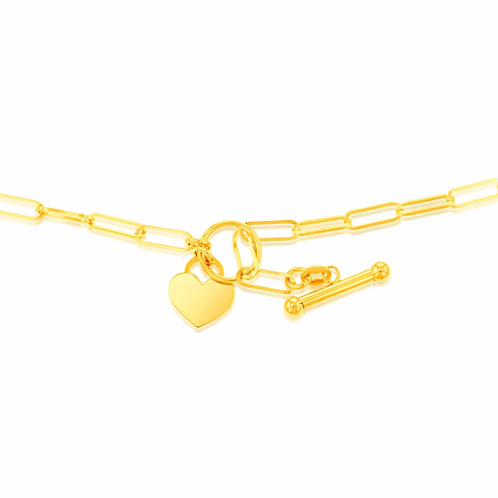 9ct Yellow Gold Paperclip Toggle Bar 43cm Chain