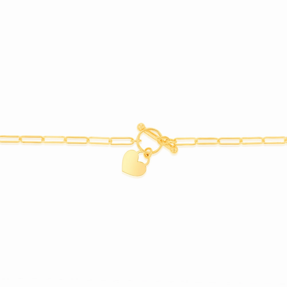 9ct Yellow Gold Paperclip Toggle Bar 43cm Chain