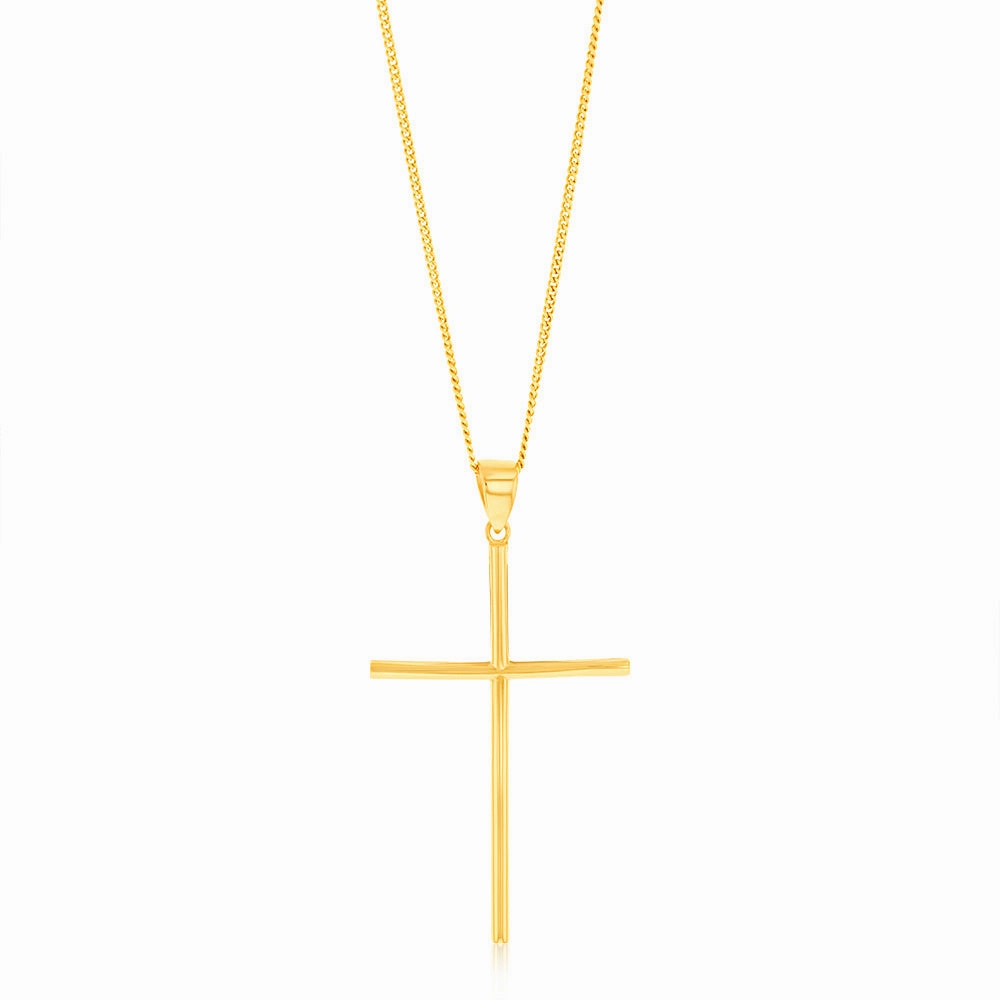 9ct Yellow Gold Plain 39mm X 23mm Cross Pendant