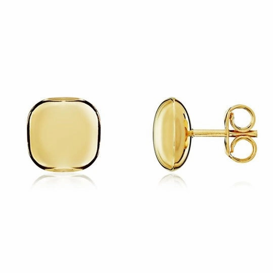 9ct Yellow Gold Polished Cushion Stud Earrings 8mm
