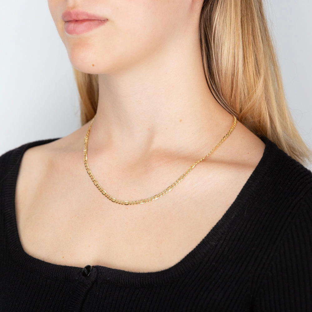 9ct Yellow Gold Silver Filled 1:3  Curb  Anchor 80 Gauge 45cm Chain