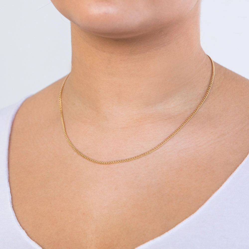 9ct Yellow Gold Silver Filled 45cm Curb Chain