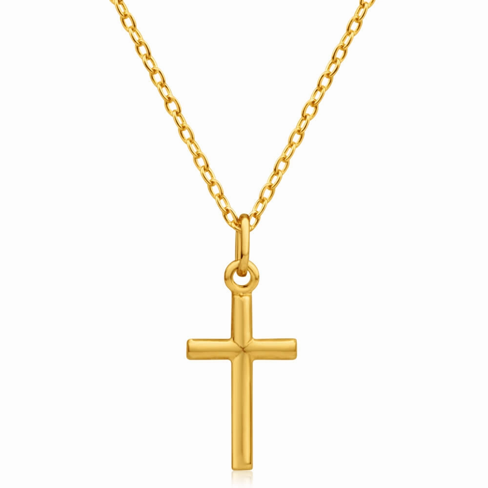 9ct Yellow Gold Silver Filled Barrel Cross 17mm Pendant