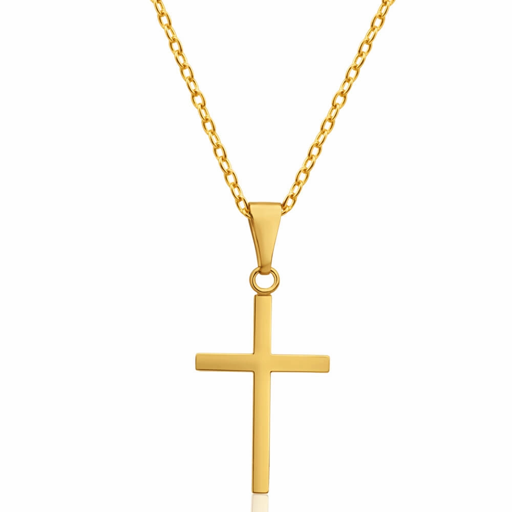 9ct Yellow Gold Silver Filled Cross 25mm Pendant