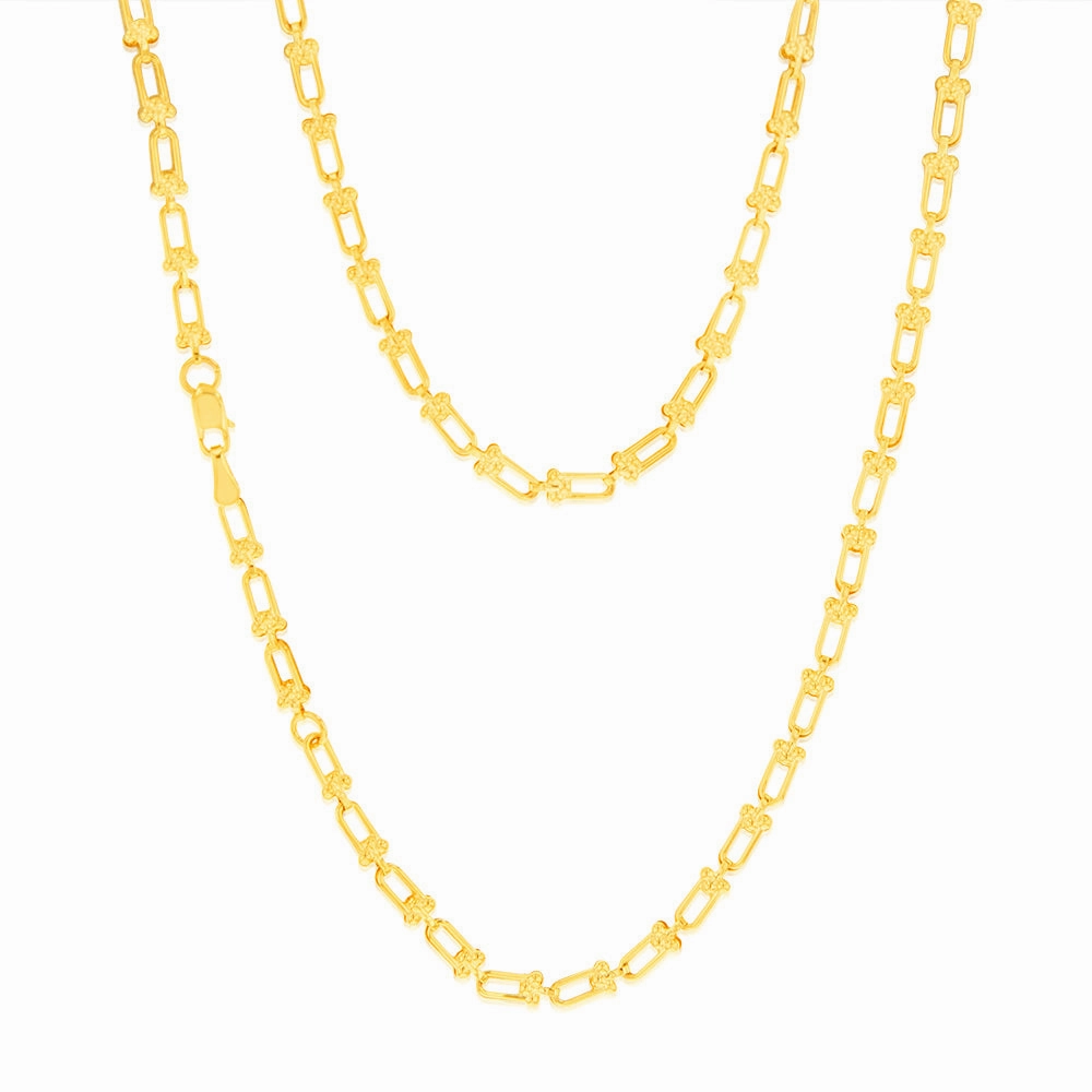 9ct Yellow Gold Silver-Filled Fancy 45cm Chain.