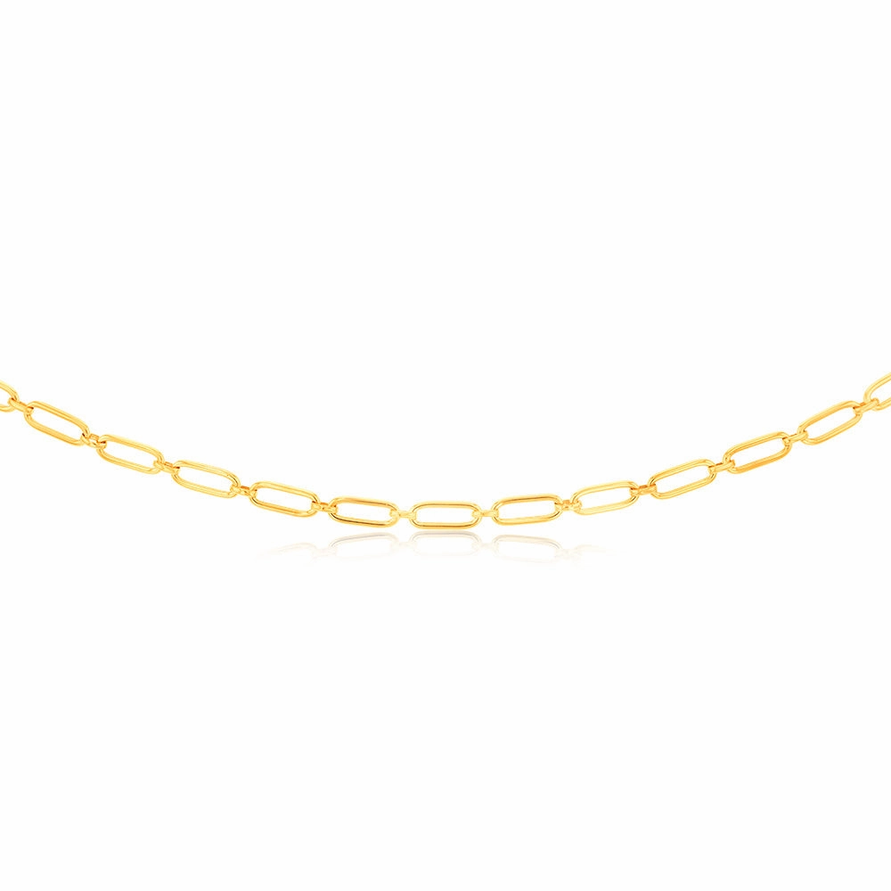9ct Yellow Gold Silver-filled Fancy Elongated Belcher Link 50cm Chain