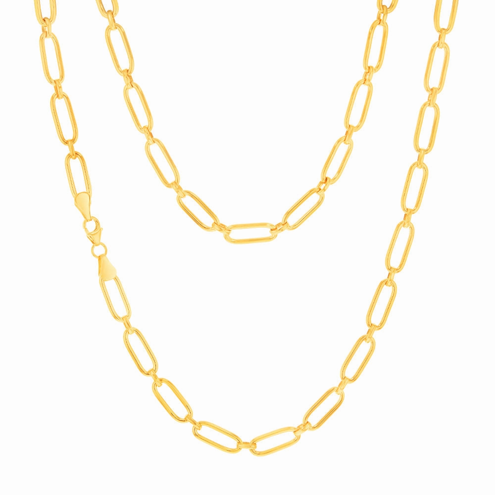 9ct Yellow Gold Silver-filled Fancy Elongated Belcher Link 50cm Chain