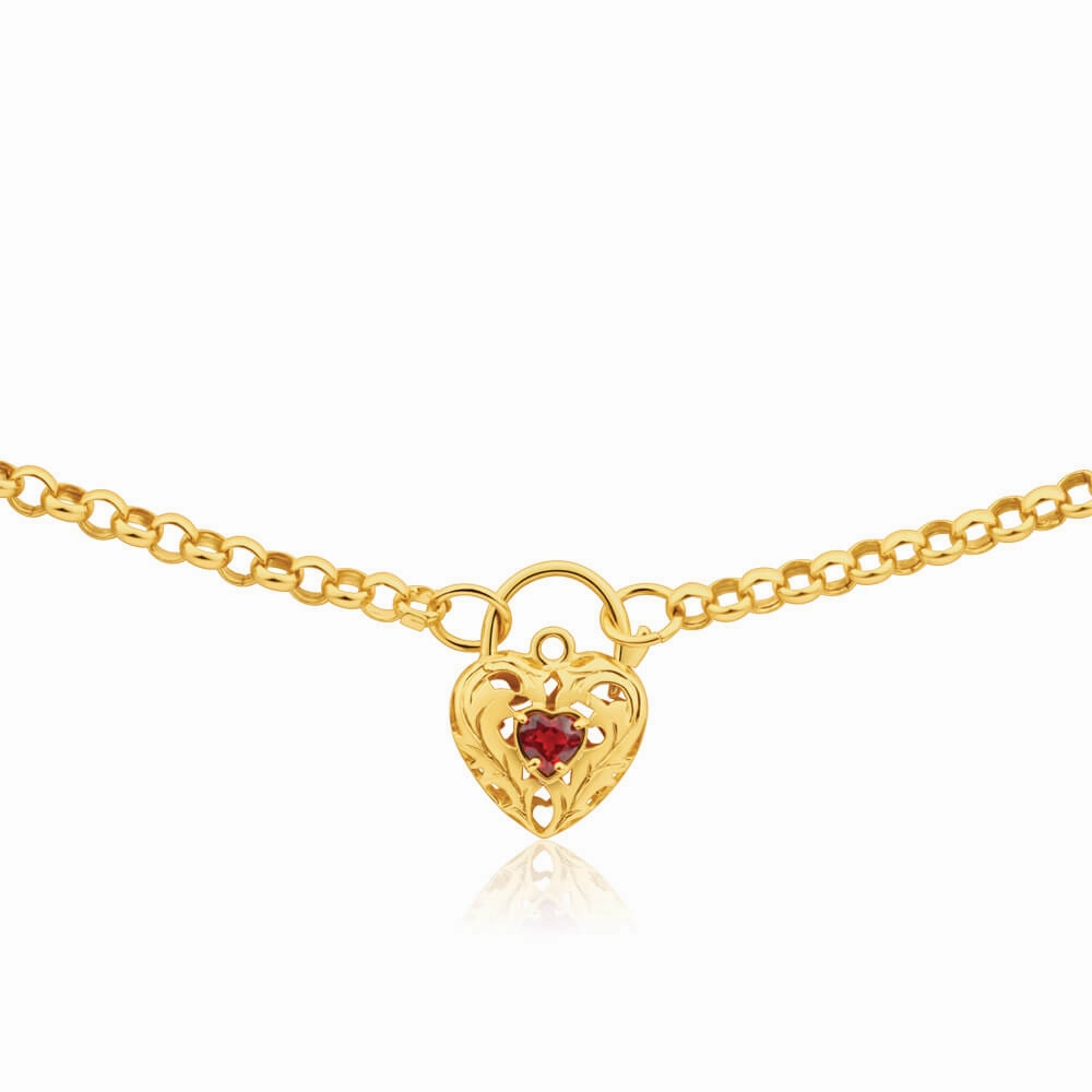 9ct Yellow Gold Silver Filled Garnet Belcher Chain