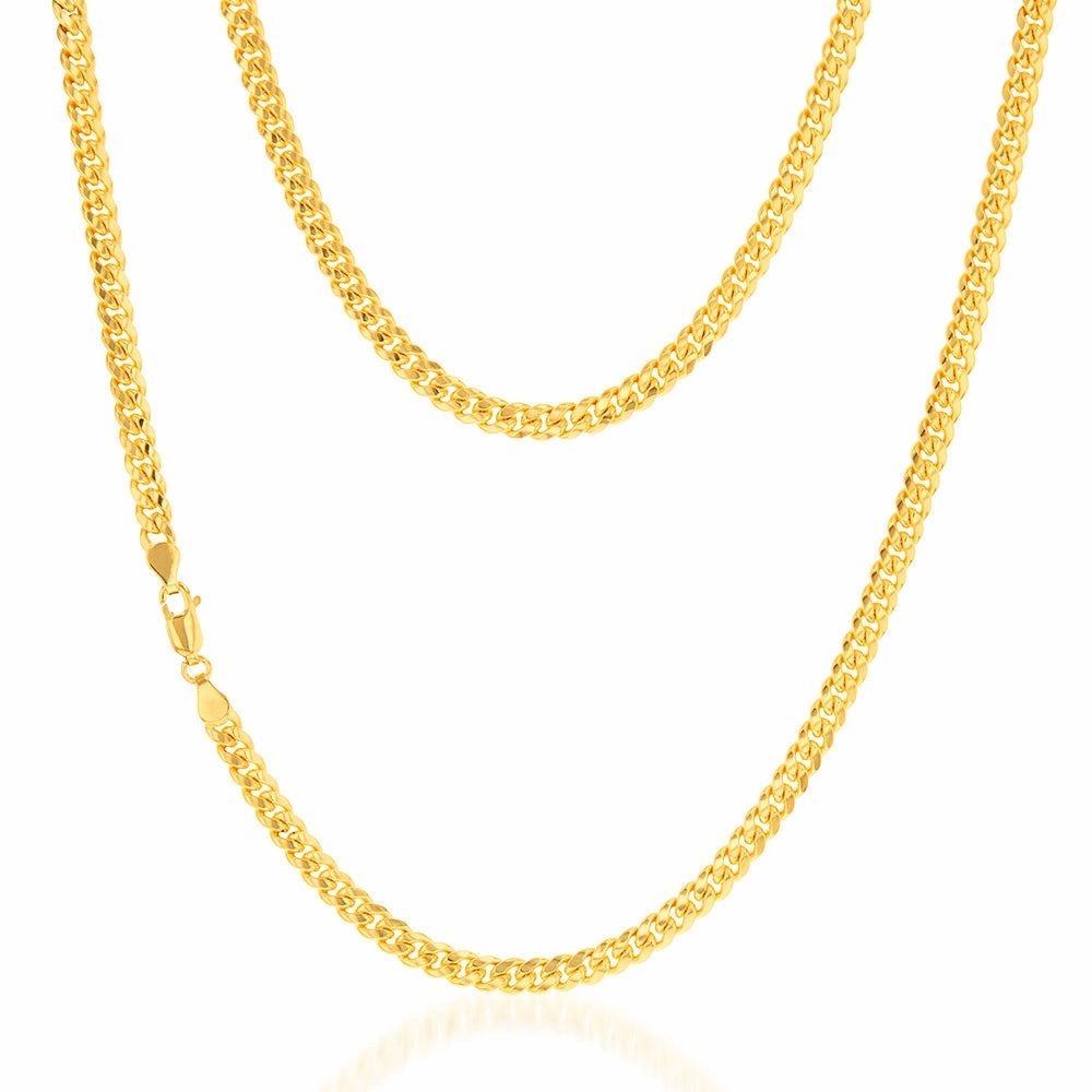 9ct Yellow Gold Silverfilled 120 Gauge Curb 50cm Chain