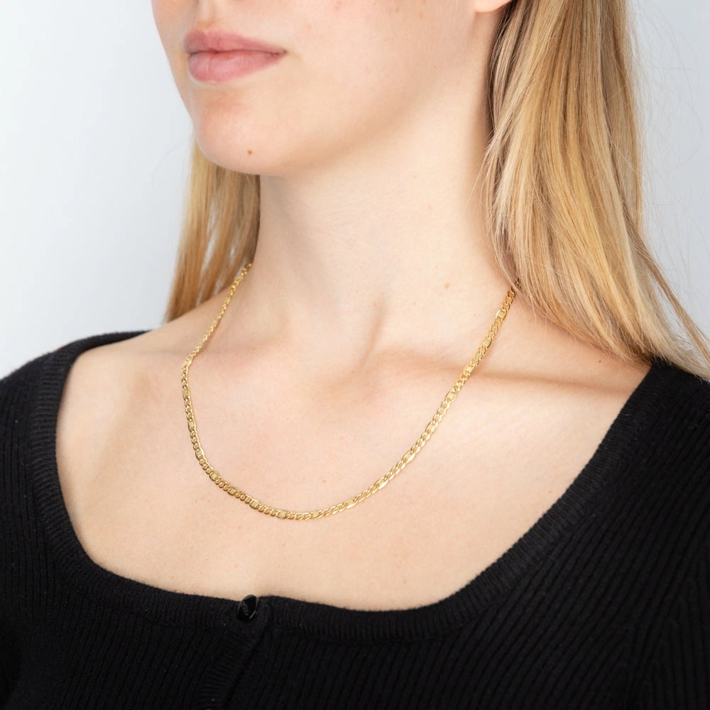 9ct Yellow Gold Silverfilled 1:3 Curb Anch 80 Gauge 50cm Chain
