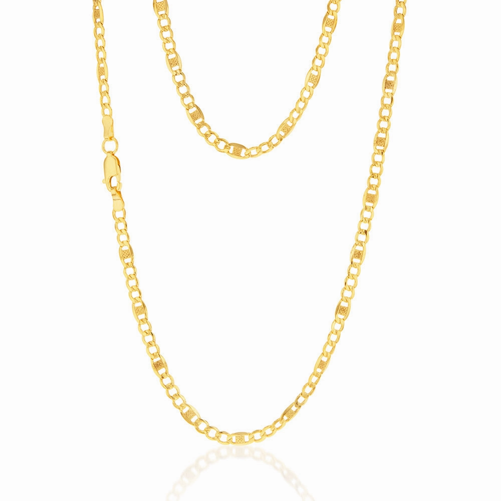 9ct Yellow Gold Silverfilled 1:3 Curb Anch 80 Gauge 50cm Chain