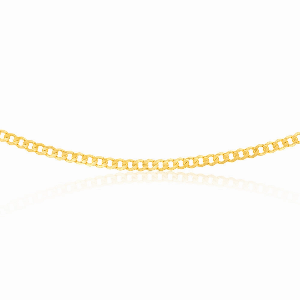 9ct Yellow Gold Silverfilled Bevelled Curb 120 Gauge 80cm Chain