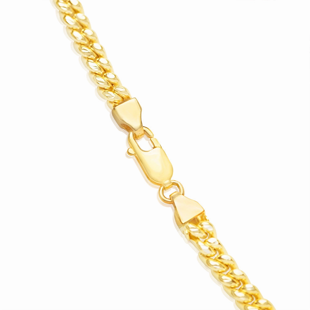 9ct Yellow Gold Silverfilled Diamond Cut Two Tone Square Snake 55cm Chain