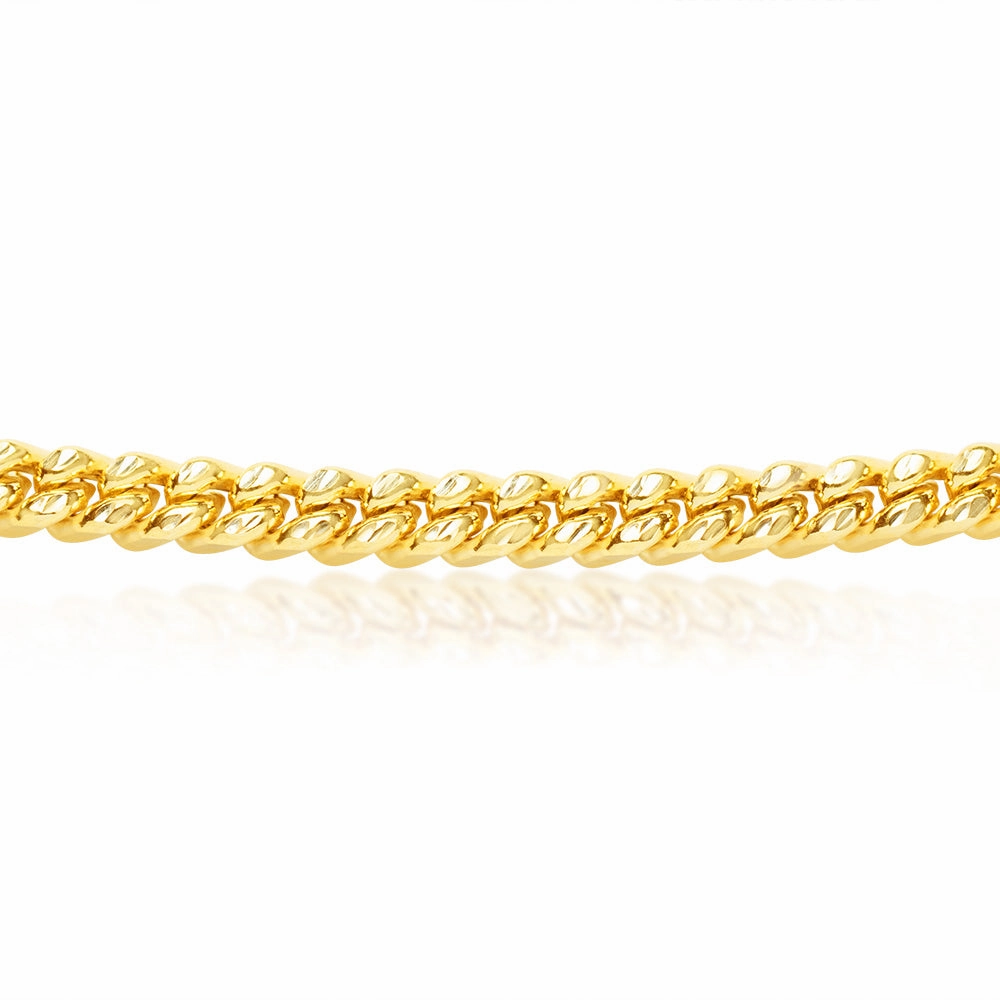 9ct Yellow Gold Silverfilled Diamond Cut Two Tone Square Snake 55cm Chain
