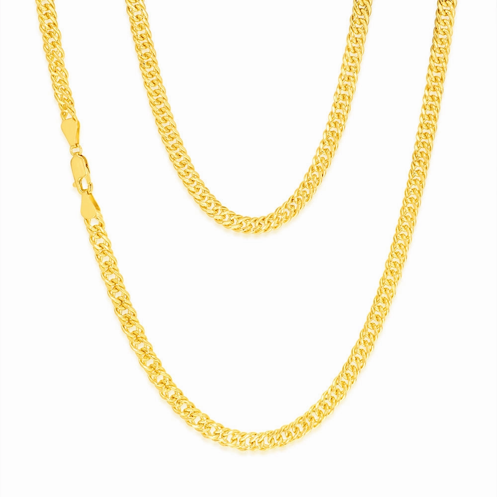 9ct Yellow Gold Silverfilled Double Concave 100 Gauge Curb 50cm Chain