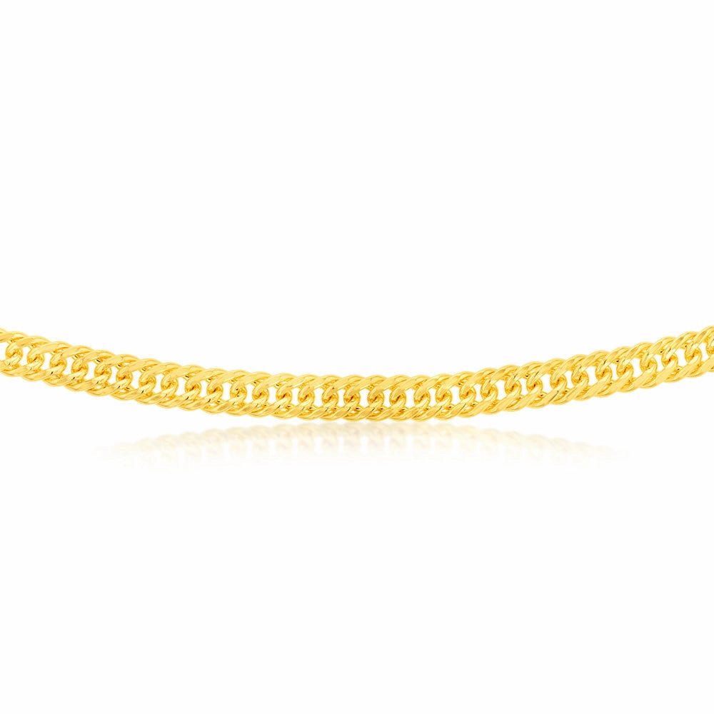 9ct Yellow Gold Silverfilled Double Concave 100 Gauge Curb 50cm Chain