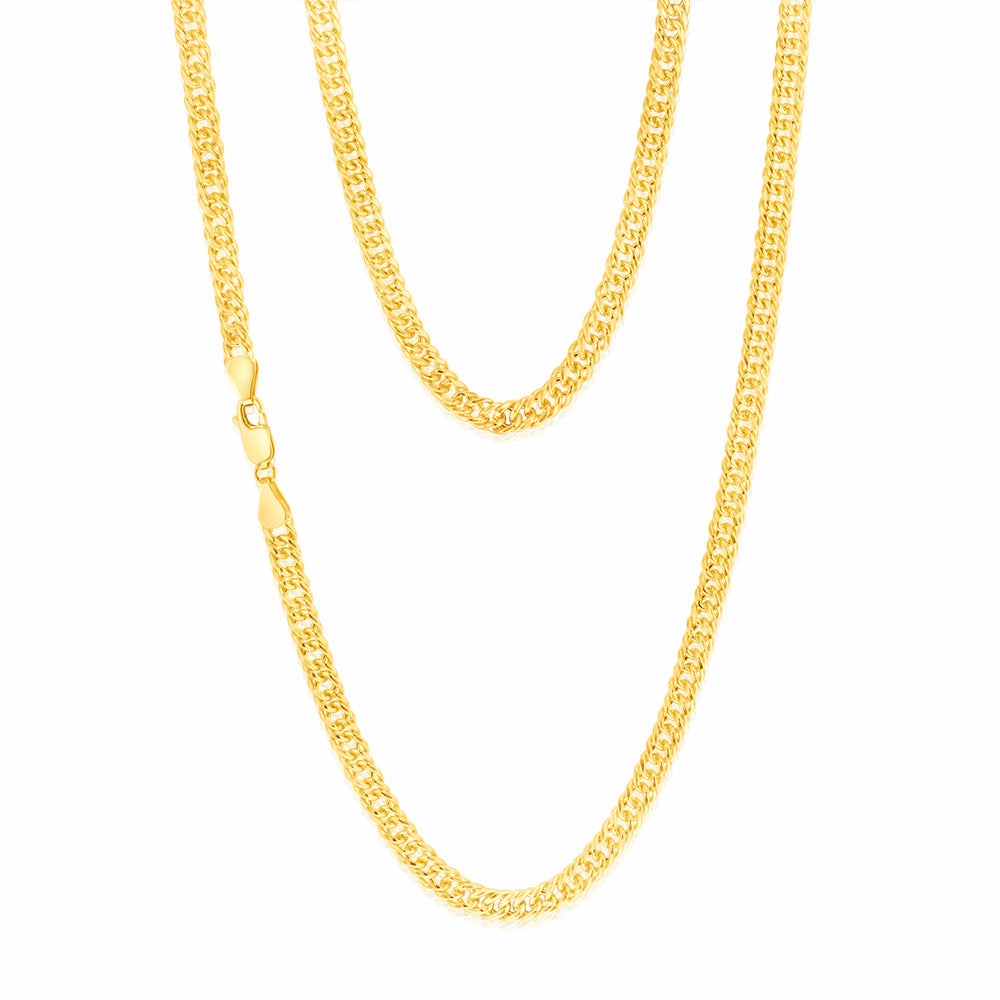 9ct Yellow Gold Silverfilled Double Concave 100 Gauge Curb 55cm Chain